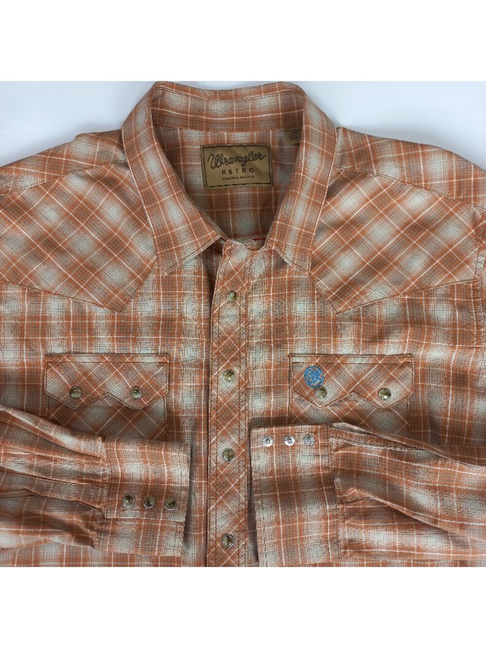 sawtooth pocket western shirt mens size 2xlt 2x tall Wrangler Retro pearl  snaps